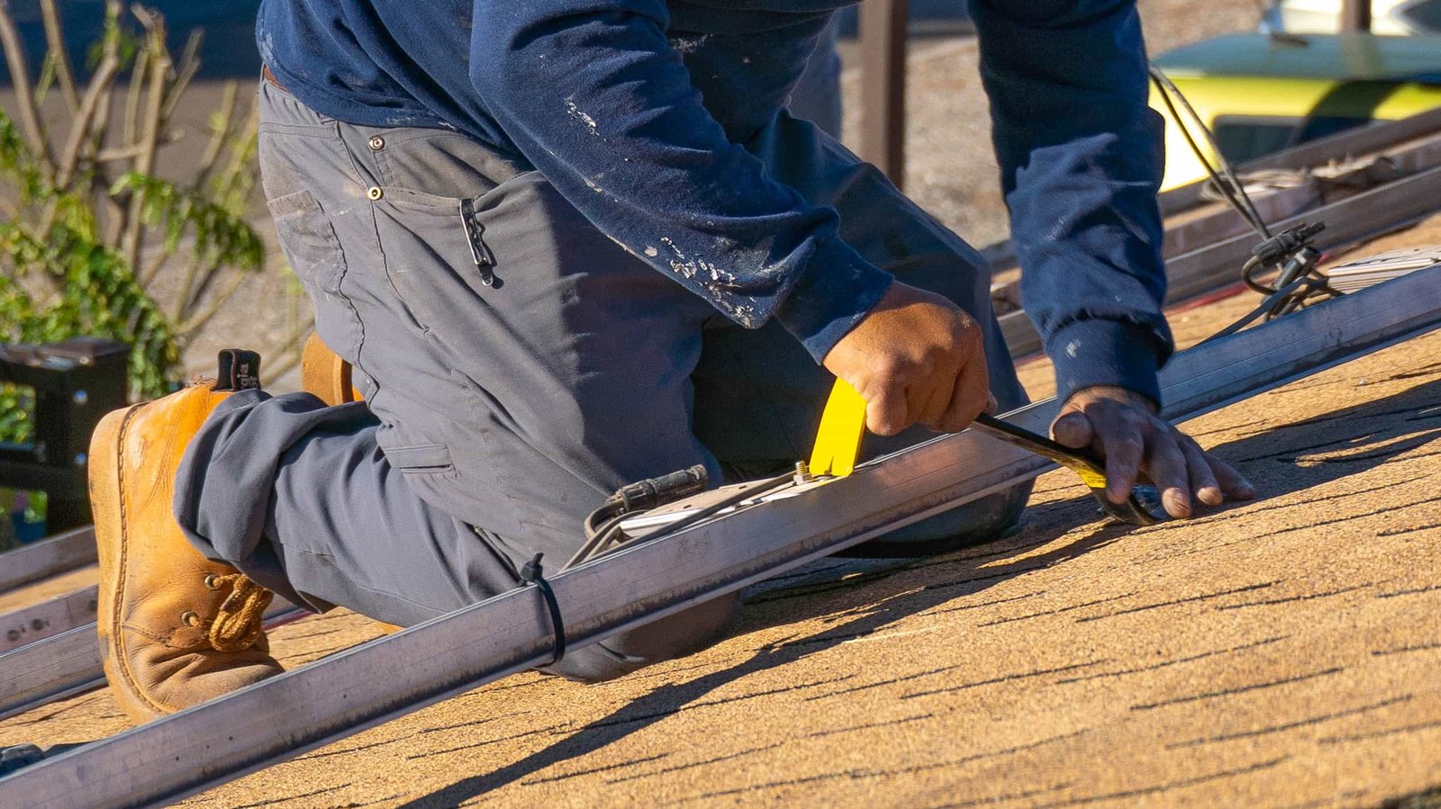 Close-up of rail bracket installation